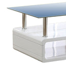 Contemporary Coffee Table With Multi Level Curled Open Shelf, White