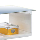 Contemporary Coffee Table With Multi Level Curled Open Shelf, White