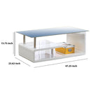 Contemporary Coffee Table With Multi Level Curled Open Shelf, White