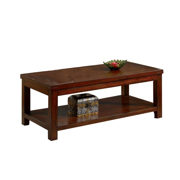 Traditional Coffee Table With Rectangular Top And Tapered Legs, Brown