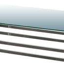Glass And Metal Coffee Table With Tubular Legs, Silver And Clear