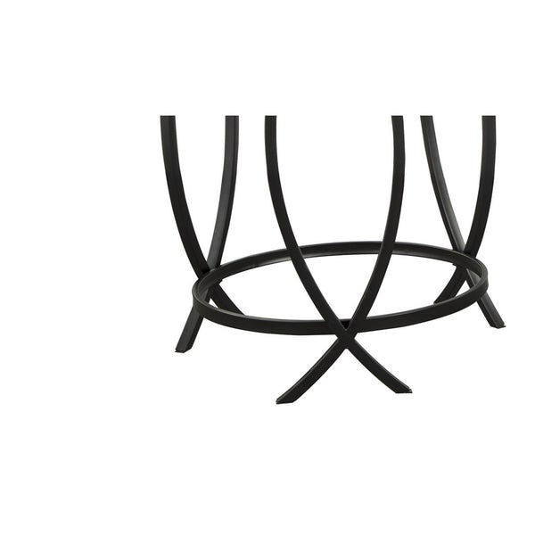 Contemporary Round Table Set With Glass Top And Geometric Metal Body In Black - BM213280