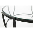 Contemporary Round Table Set With Glass Top And Geometric Metal Body In Black - BM213280