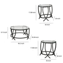 Contemporary Round Table Set With Glass Top And Geometric Metal Body In Black - BM213280