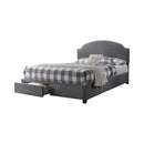 Fabric Upholstered Wooden Queen Size Storage Bed With Nailhead Trims, Gray - BM215863
