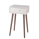 Mid Century Wooden 1 Drawer Accent Table With Splayed Legs, White And Brown