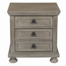 Wooden Nightstand With Metal Knobs And Natural Grain Texture, Beige