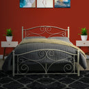Metal Full Size Platform Bed With Scrollwork Details, White