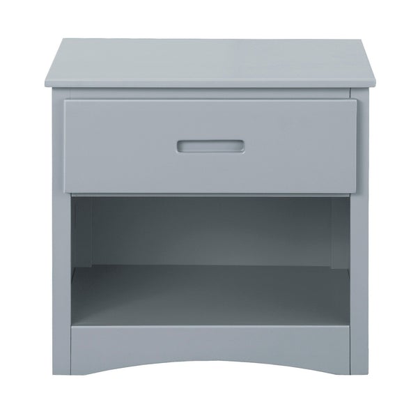 Transitional Wooden Nightstand With 1 Drawer And Recessed Handle, Gray