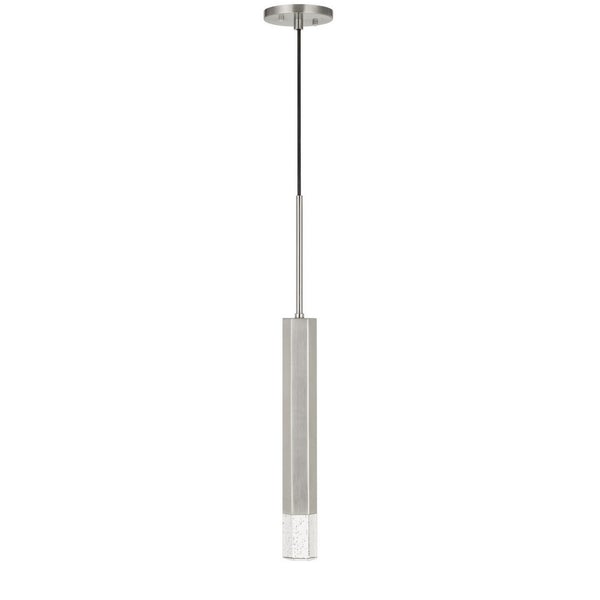 Hexagonal Metal Frame Single LED Light Pendant With Glass Diffuser, Gray - BM220651