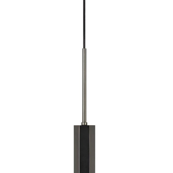 Hexagonal Metal Frame Single LED Light Pendant With Glass Diffuser, Black - BM220652