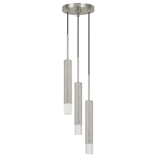 Hexagonal Metal Frame 3 LED Light Pendant With Glass Diffuser, Gray - BM220653