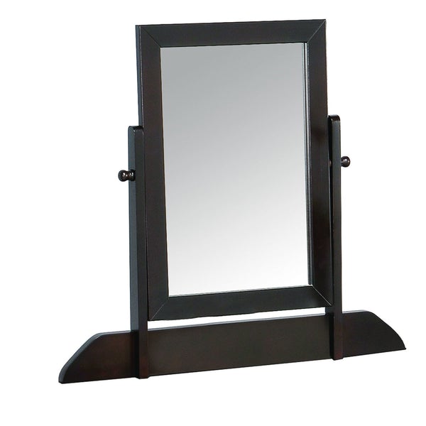 Wood And Fabric Vanity Set With Tilting Vertical Mirror, Brown And White