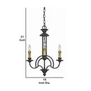 3 Bulb Candle Style Uplight Chandelier With Metal Frame, Black And Brass - BM223037