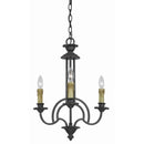 3 Bulb Candle Style Uplight Chandelier With Metal Frame, Black And Brass - BM223037