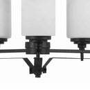 3 Bulb Uplight Chandelier With Metal Frame And Glass Shade, Black And White - BM223047