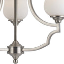 3 Bulb Uplight Chandelier With Metal Frame And Glass Shades,Silver And White - BM223048