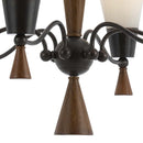 6 Bulb Uplight Chandelier With Glass Shade And Resin Accents,White And Brown - BM223074