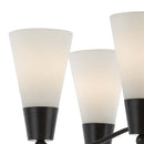 6 Bulb Uplight Chandelier With Glass Shade And Resin Accents,White And Brown - BM223074