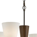 6 Bulb Uplight Chandelier With Glass Shade And Resin Accents,White And Brown - BM223074