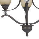 3 Bulb Uplight Chandelier With Metal Frame And Glass Shades, Gray And Bronze - BM223077