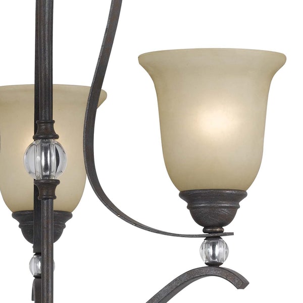 3 Bulb Uplight Chandelier With Metal Frame And Glass Shades, Gray And Bronze - BM223077