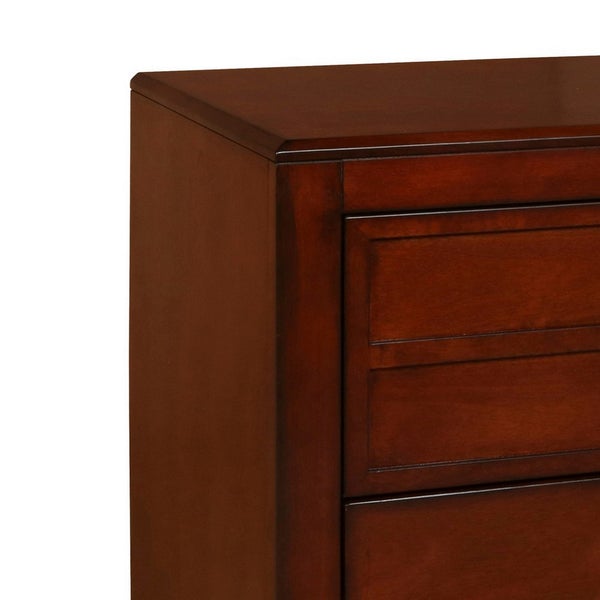 2 Drawer Wooden Nightstand With Sled Base And Molded Details, Brown