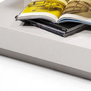 Contemporary Squared C Shaped Wooden Nightstand With LED Light, White