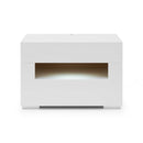 2 Pull Out Drawer Nightstand With High Gloss And Open Compartment, White