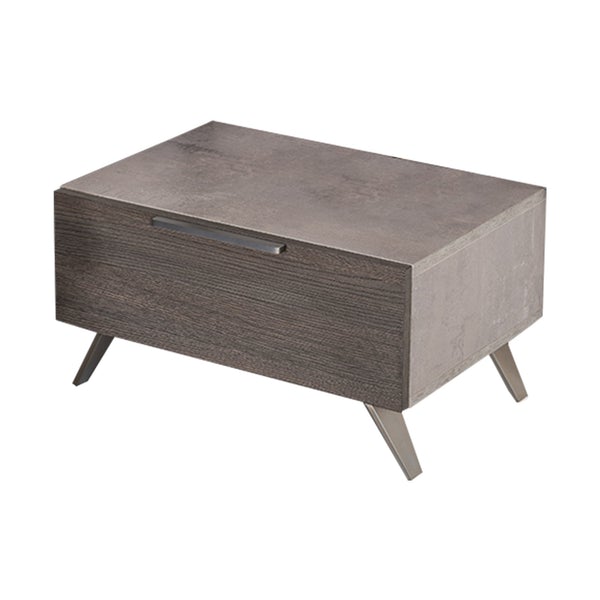 1 Drawer Faux Concrete Nightstand With Metal Handle And Angled Legs, Gray Nightstand