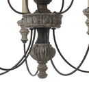 5 Light Metal Candle Chandelier With Scrolled Details, Gray And Brown - BM223596