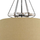 3 Bulb Pendent With Round Burlap Shade And Metal Frame, Beige - BM223631