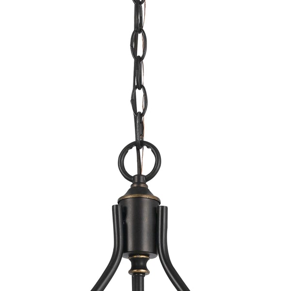 3 Bulb Pendant With Glass Shade And Metal Frame, Black And White - BM223638