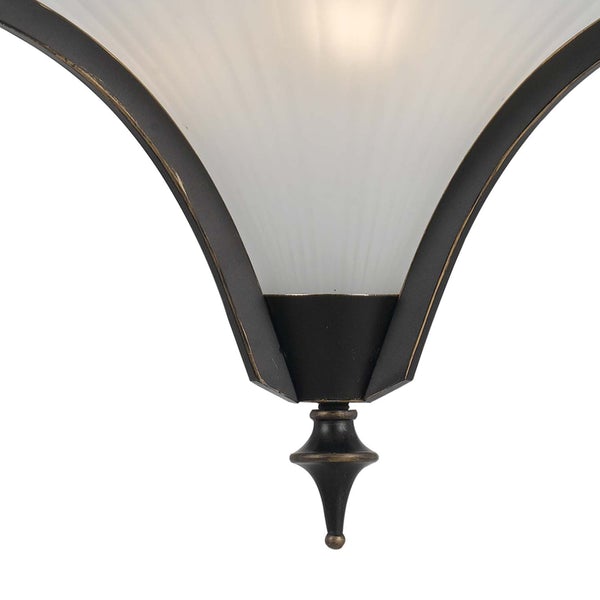 3 Bulb Pendant With Glass Shade And Metal Frame, Black And White - BM223638