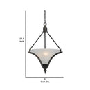 3 Bulb Pendant With Glass Shade And Metal Frame, Black And White - BM223638