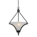 3 Bulb Pendant With Glass Shade And Metal Frame, Black And White - BM223638