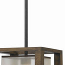 60 Watt Mini Pendant With Wooden Frame And Organza Striped Shade, Brown - BM223702