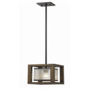 60 Watt Mini Pendant With Wooden Frame And Organza Striped Shade, Brown - BM223702