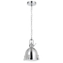 Metal Round Shade Pendant Lighting With Nail Accents And Chain, Silver - BM224641