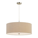 60W X 3 Drum Shade Pendant Fixture, Beige And Silver - BM224706