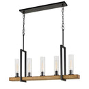 60 X 5 Watt Wood And Metal Frame Island Chandelier, Brown And Black - BM224795