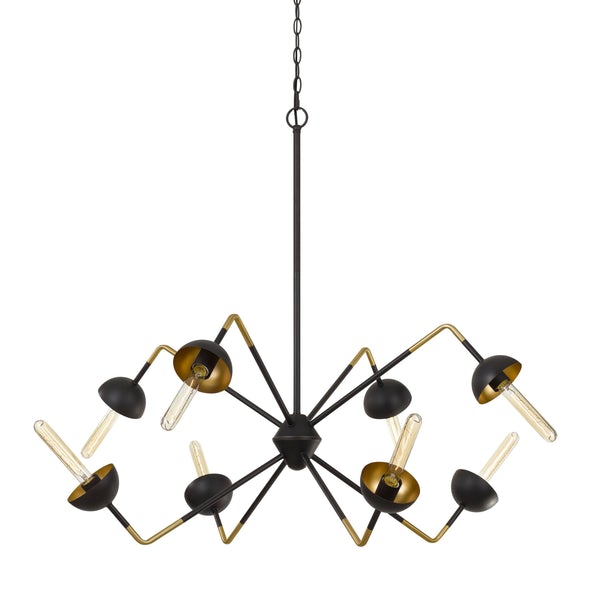 60 X 8 Watt Metal Frame Chandelier With 6 Foot Chain, Black And Gold - BM224925