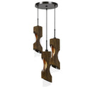 60 X 3 Watt Wood And Metal Chandelier With Glass Shade, Brown And Black - BM224932