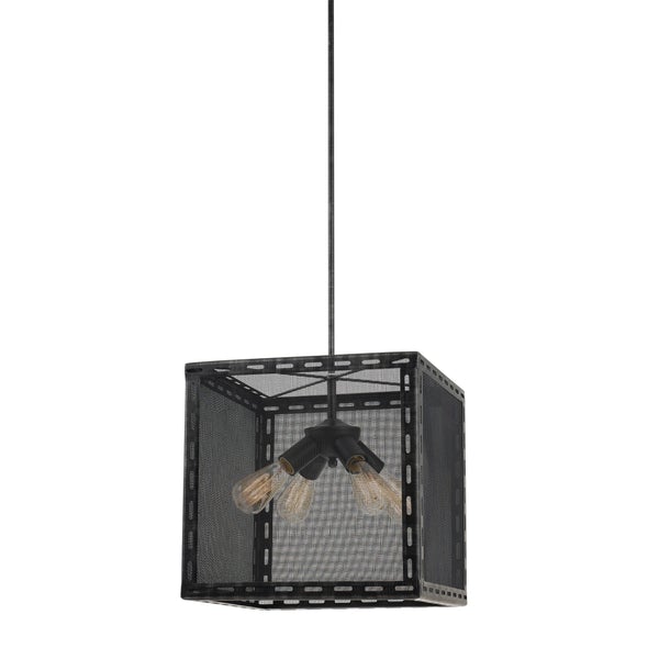 Metal Wire Mesh Design Shade Chandelier With Cord, Black - BM224987