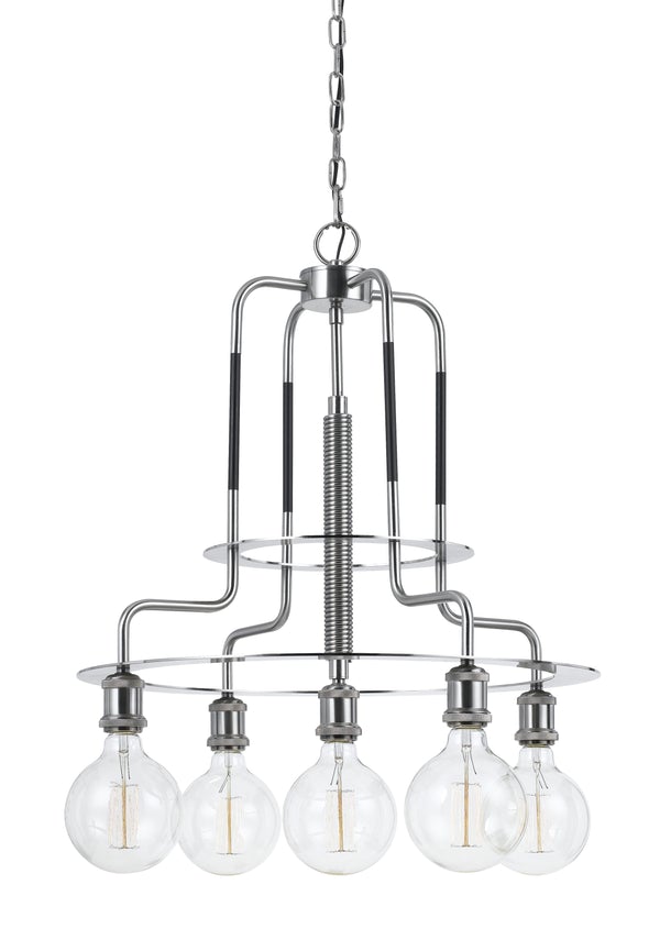 60 X 5 Watt Metal Frame Chandelier With Edison Bulbs, Silver - BM224994