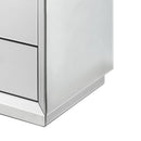 3 Drawer Beveled Mirrored Nightstand With Floating Plinth Base Silver