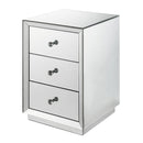 3 Drawer Beveled Mirrored Nightstand With Floating Plinth Base Silver