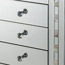 3 Drawer Beveled Mirrored Nightstand With Pearl Inlay, Silver