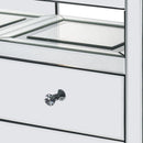 2 Drawer Beveled Mirrored Nightstand With Glass Top And LED, Silver