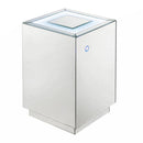 Mirrored Accent Table With Faux Diamond Inlaid Glass Top, Silver